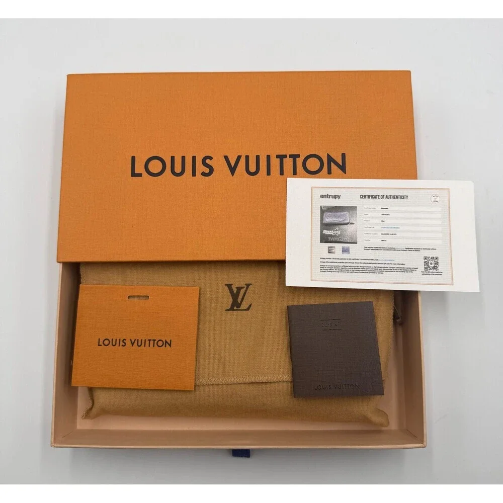Louis Vuitton Monogram Zippy Organizer Wallet Women's Blue Ostrich Leather - Picture 1 of 15